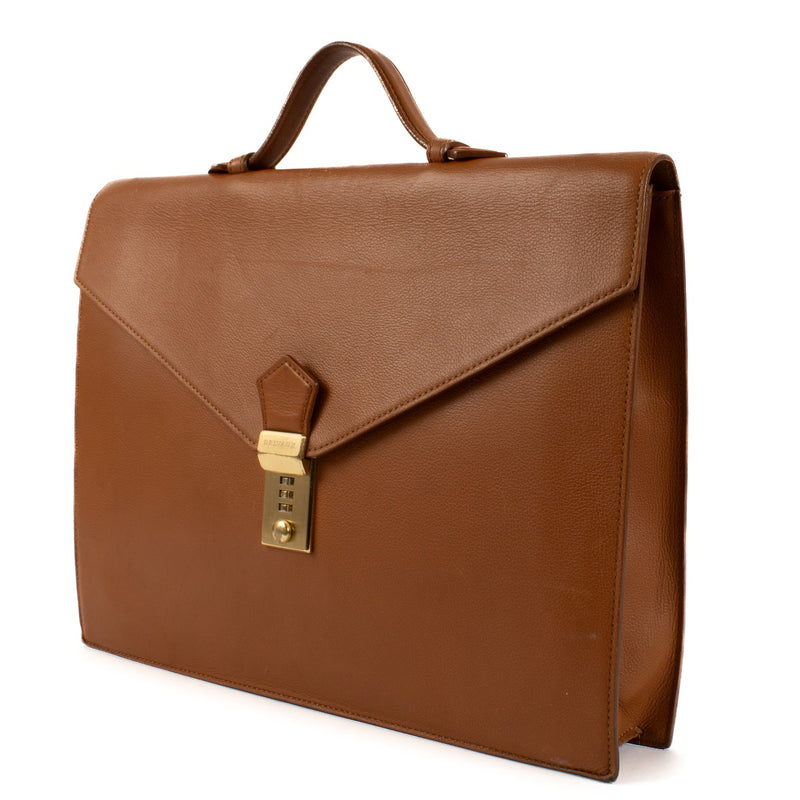 Delvaux Cognac Leather Consulat Briefcase