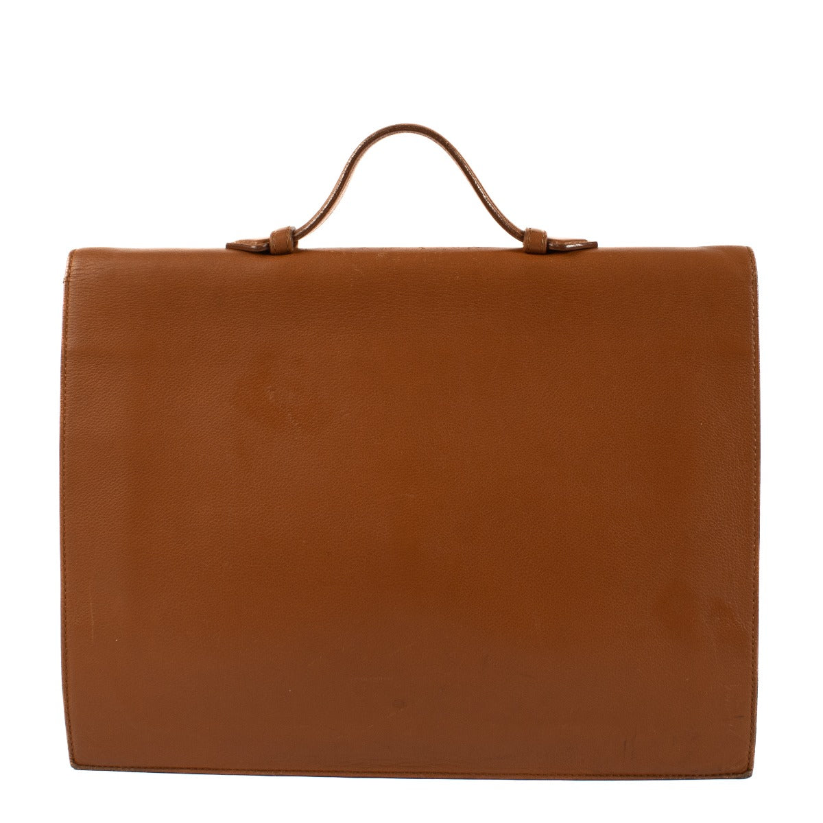 Serviette Consul Delvaux en cuir cognac