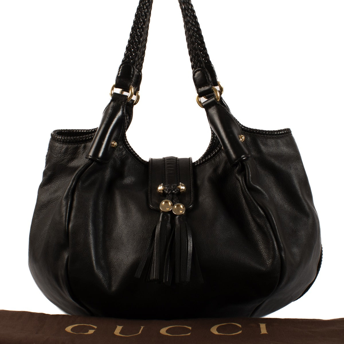 Gucci Black Leather Marrakech Hobo Bag