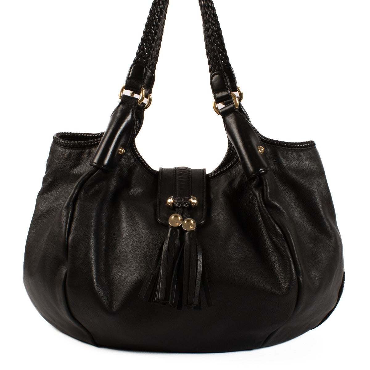 Gucci Black Leather Marrakech Hobo Bag
