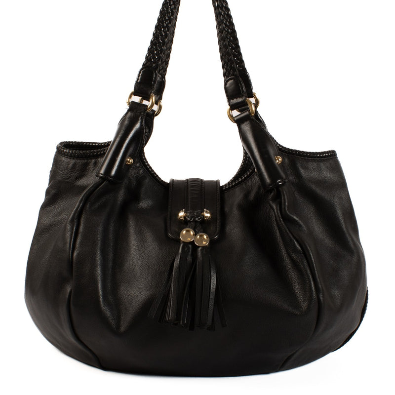 Gucci Black Leather Marrakech Hobo Bag