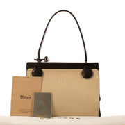 Delvaux Vintage Brown Box Calf Canvas Cover Bag