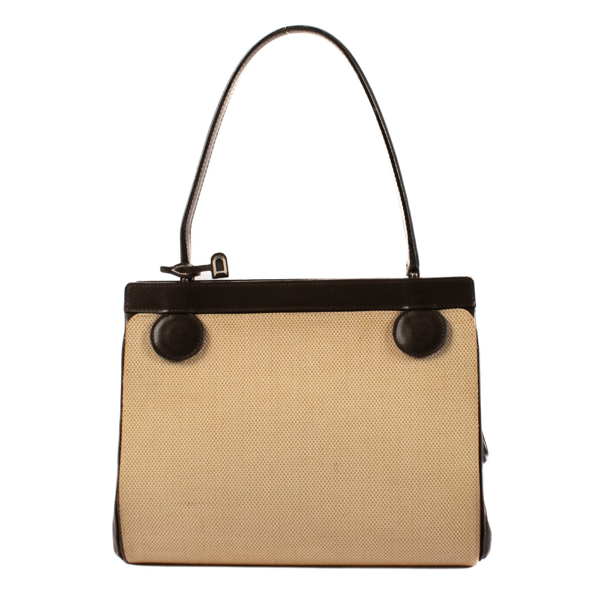 Delvaux Vintage Brown Box Calf Canvas Cover Bag