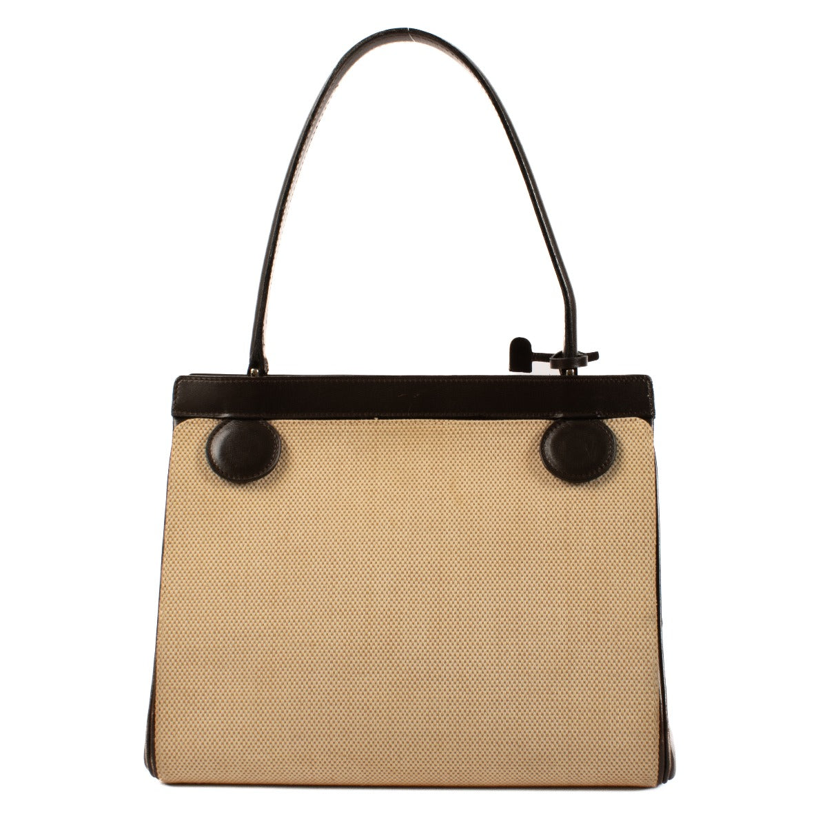 Delvaux Vintage Brown Box Calf Canvas Cover Bag