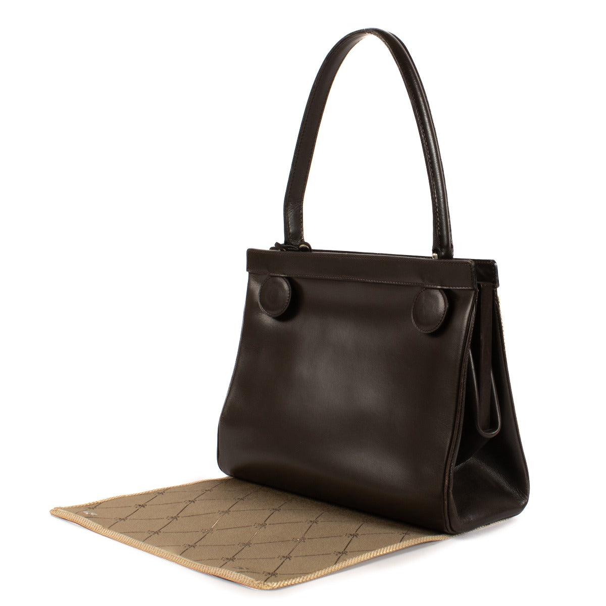Delvaux Vintage Brown Box Calf Flap Bag