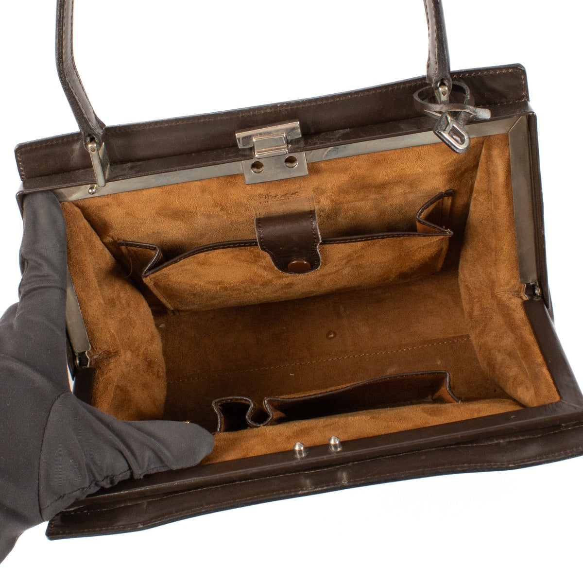 Delvaux Vintage Brown Box Calf Canvas Cover Bag