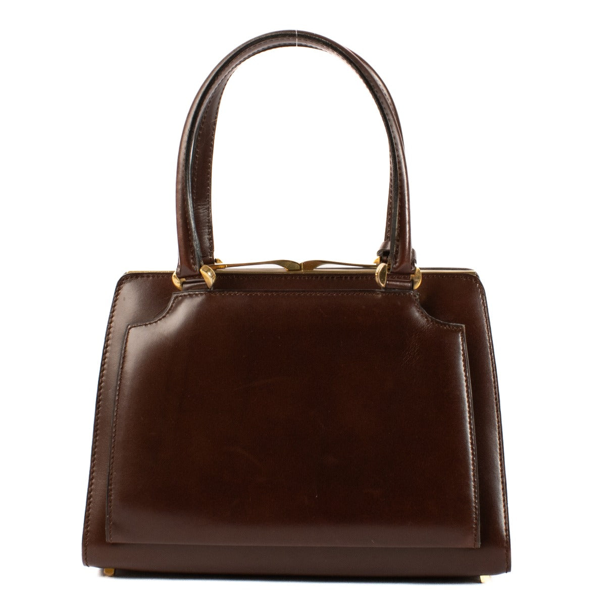 Mini sac Delvaux des années 1960 en veau box marron