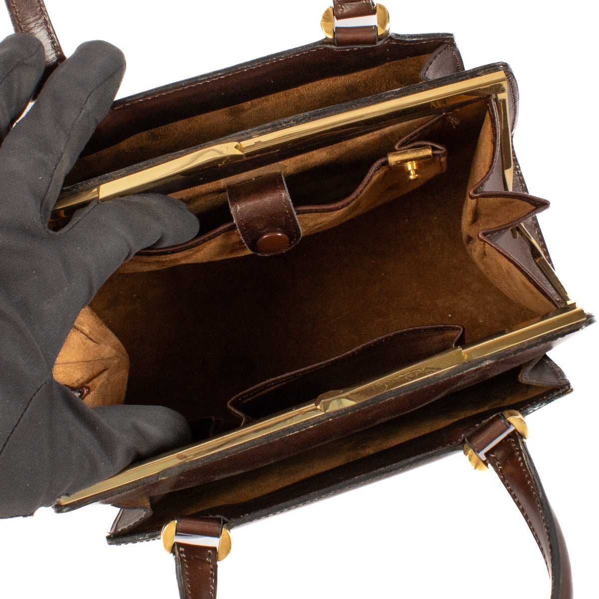 Mini sac Delvaux des années 1960 en veau box marron