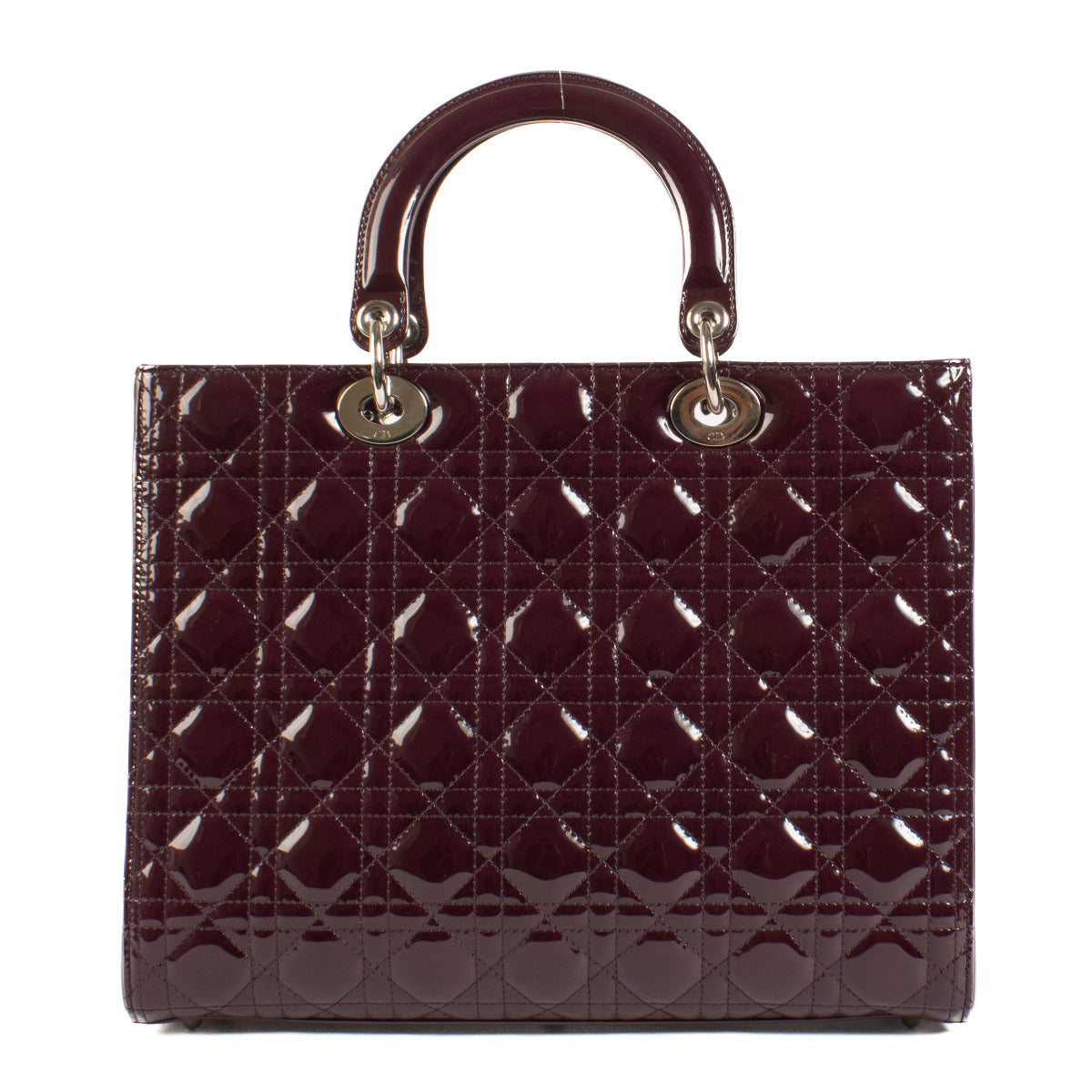 Christian Dior Lady Dior Purple Patent Leather Large Top Handle Bag