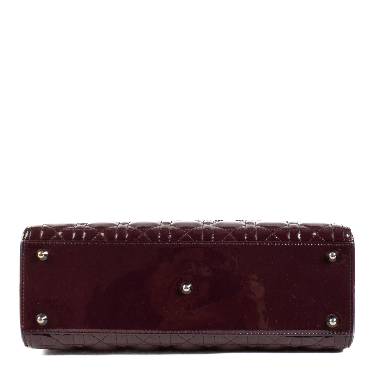 Christian Dior Lady Dior Purple Patent Leather Large Top Handle Bag
