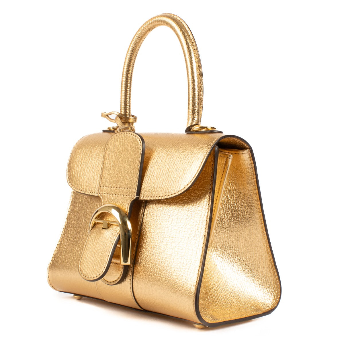Sac Mini Brillant Delvaux en Peau de Chèvre Dorée Métallisée