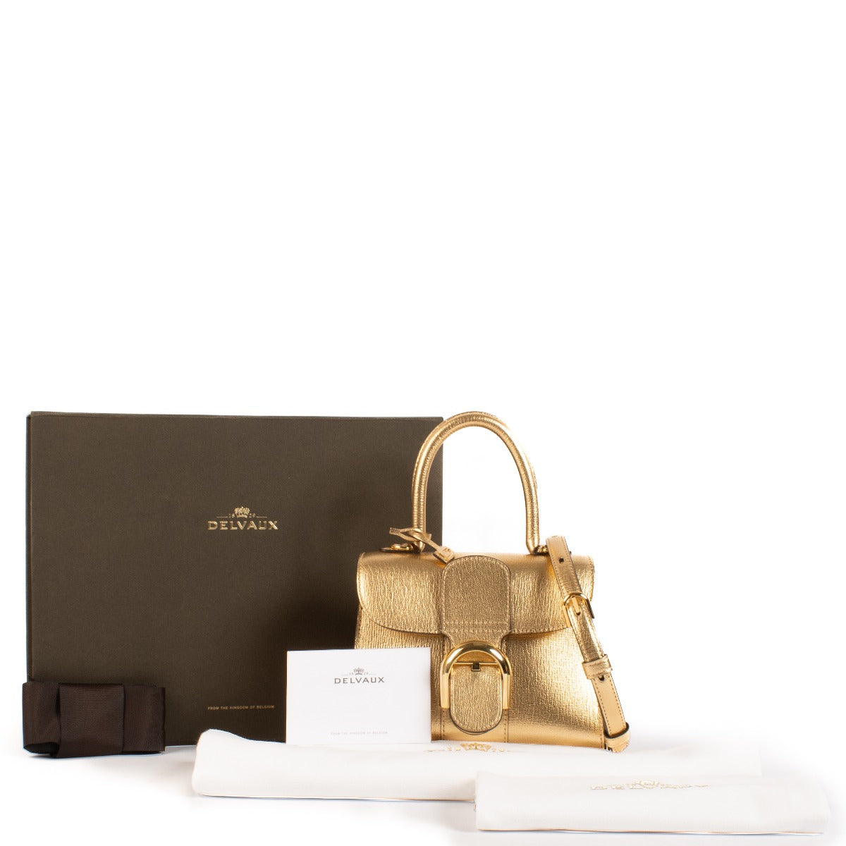 Delvaux Metallic Gold Goatskin Brillant Mini Bag