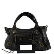Balenciaga Black Chevre Leather Flat Stud Le Dix Lariat Bag