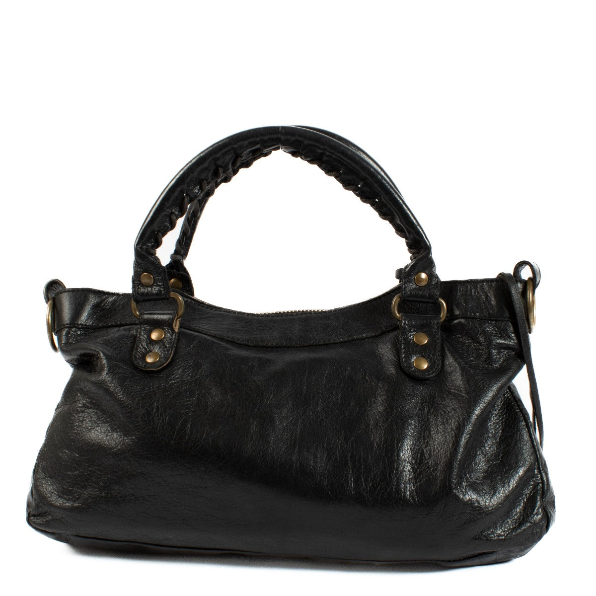 Balenciaga Zwart Chevre Lederen Platte Stud Le Dix Lariat Tas