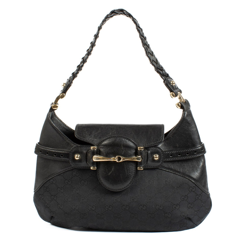 Shop safe online at Labellov in Antwerp, Brussels and Knokke this 100% authentic second hand Gucci Black GG Canvas Shoulder Bag