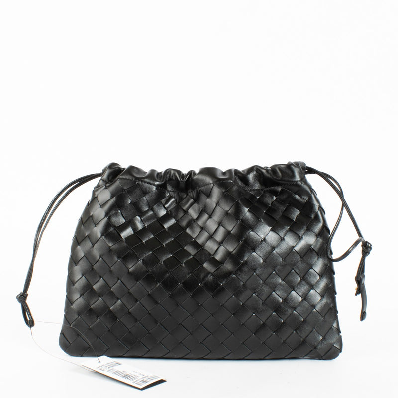 Bottega Veneta Black Notte dustbag with soft fabric and drawstring closure at Labellov.com