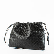 Bottega Veneta Black Notte dustbag with soft fabric and drawstring closure at Labellov.com