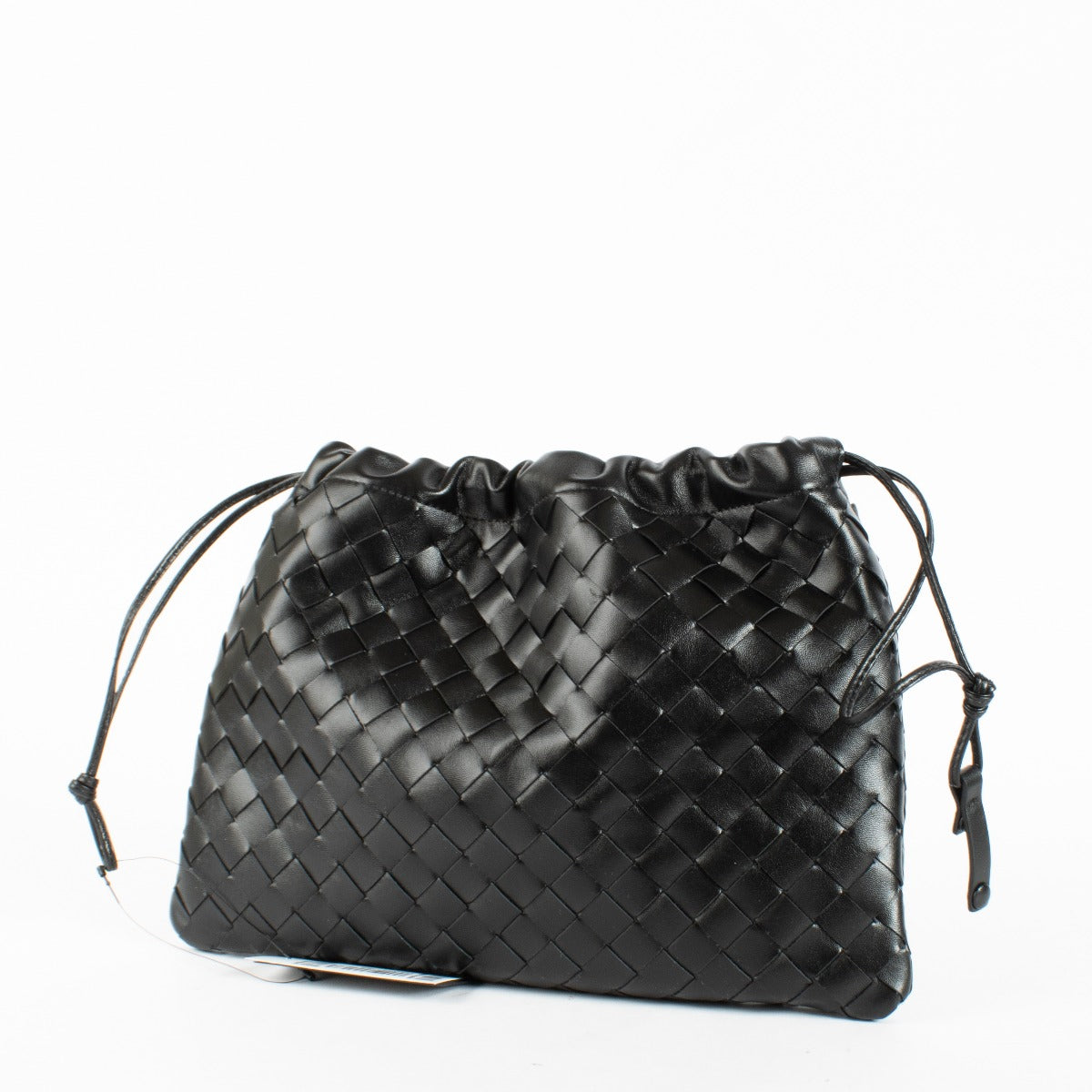 Bottega Veneta Black Notte dustbag with soft fabric and drawstring closure at Labellov.com