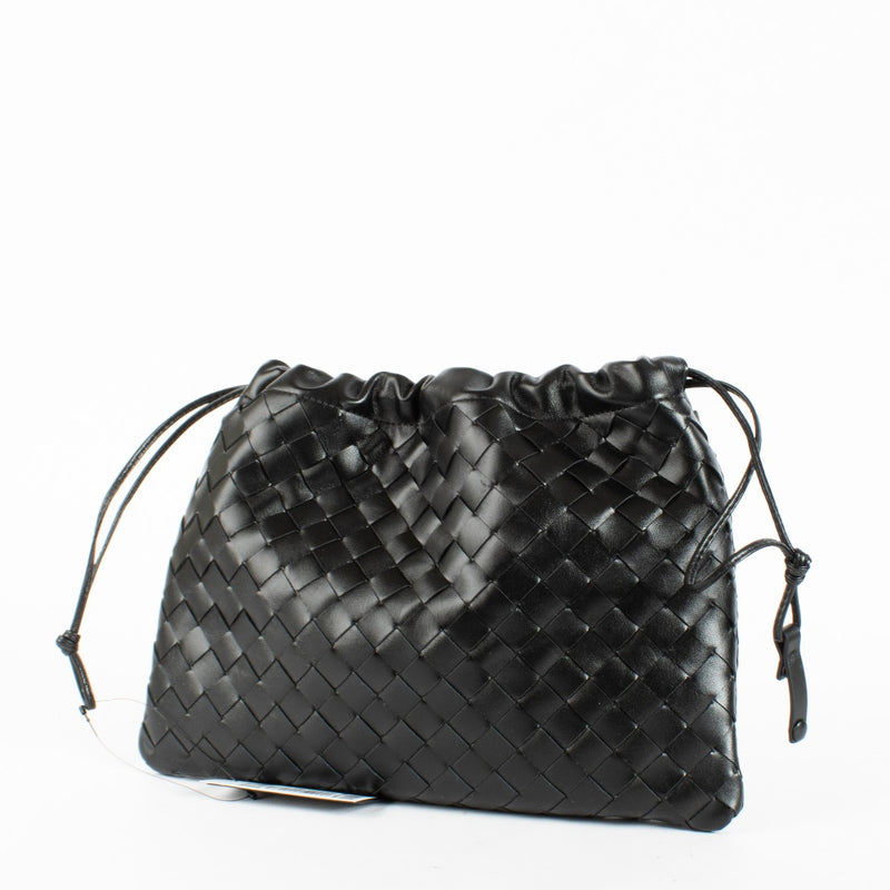 Bottega Veneta Black Notte dustbag with soft fabric and drawstring closure at Labellov.com