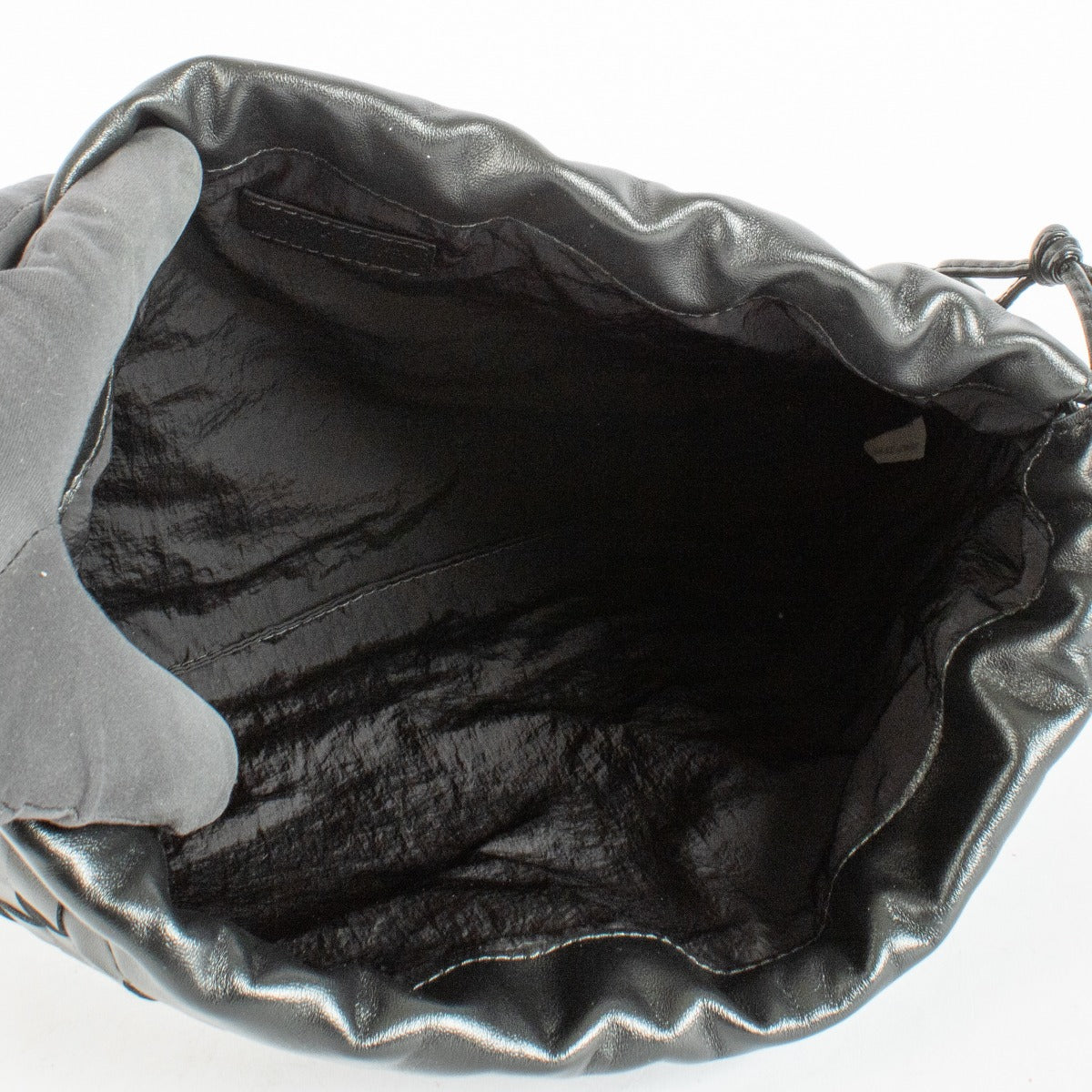 Bottega Veneta Black Notte dustbag with soft fabric and drawstring closure at Labellov.com