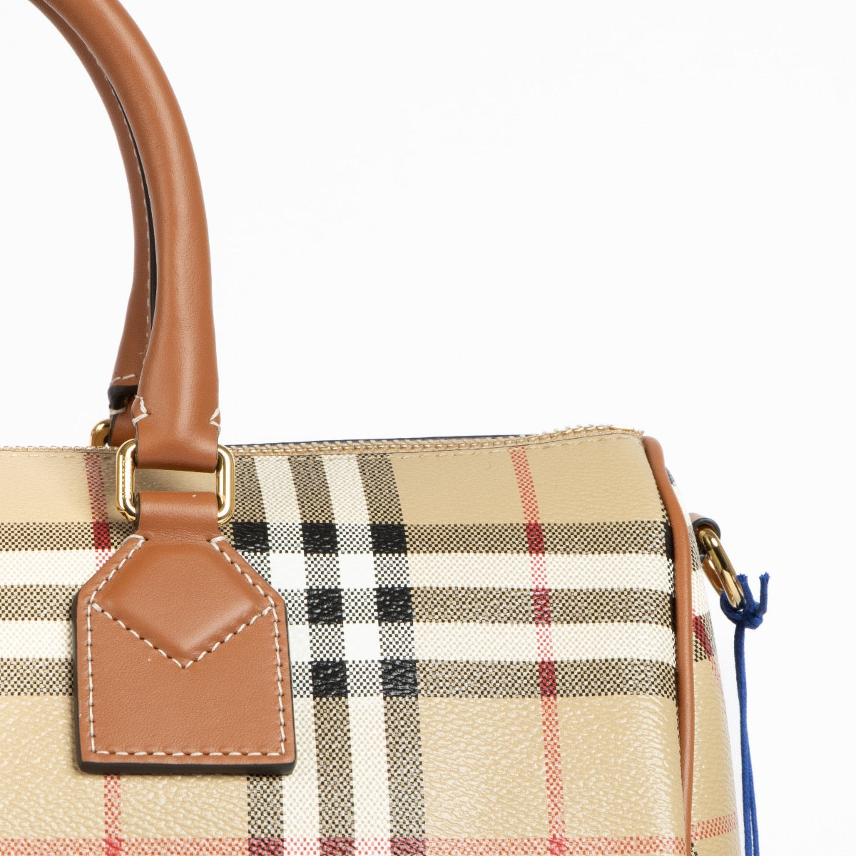 Authentic pre-loved Burberry Beige Canvas Medium Bowling Top Handle Bag on Labellov.com