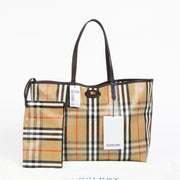 Authentic pre-loved Burberry Beige Coated Canvas Highland Tote Bag on Labellov.com