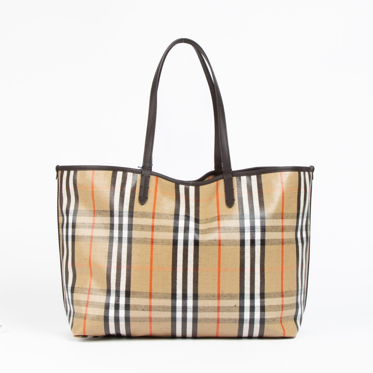 Authentic pre-loved Burberry Beige Coated Canvas Highland Tote Bag on Labellov.com
