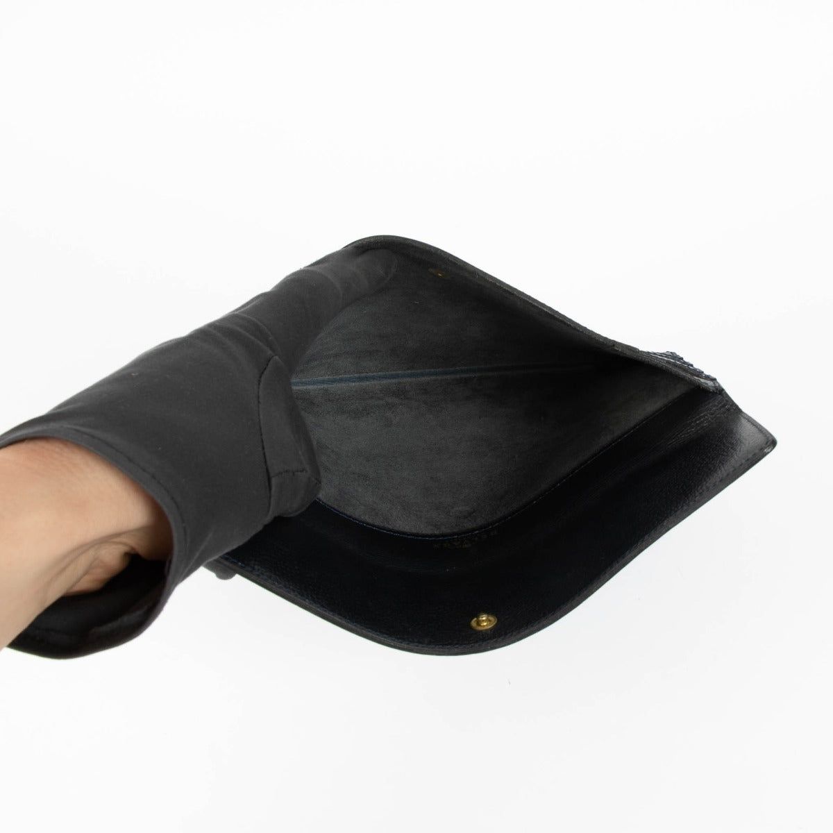 Delvaux blue leather clutch minimalist elegant evening bag