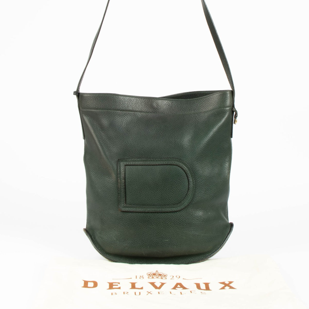 Delvaux Le Pin green leather crossbody bag minimalist luxury
