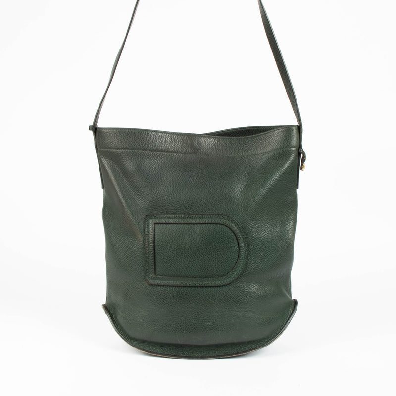 Delvaux Le Pin green leather crossbody bag minimalist luxury