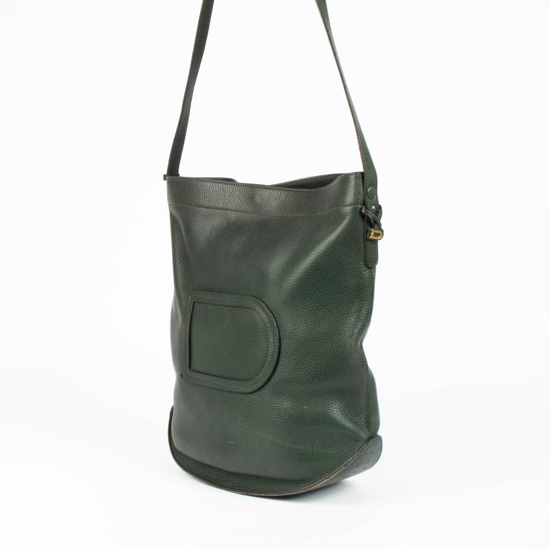 Delvaux Le Pin green leather crossbody bag minimalist luxury