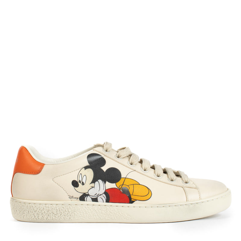 Gucci x Disney Beige Mickey Mouse Ace Sneakers - maat 35,5