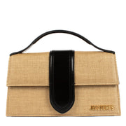 Jacquemus Ivory/Black Faux Raffia Large Bambino Bag