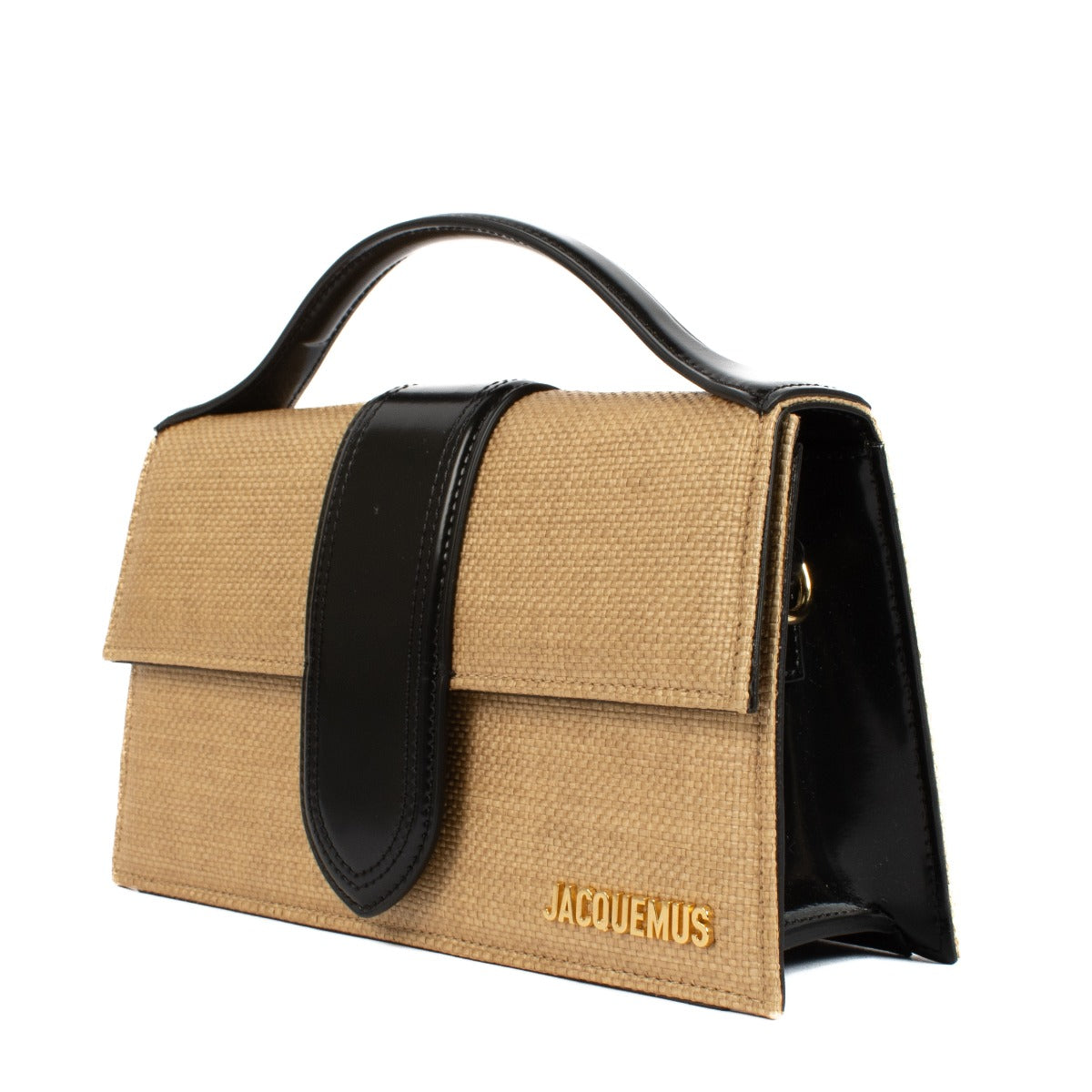 Sac Jacquemus Le Grand Bambino en raphia synthétique ivoire/noir