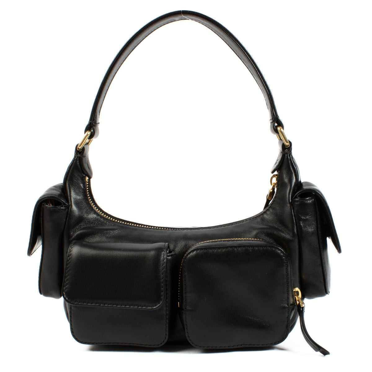 Sac bandoulière Miu Miu en cuir nappa noir avec poches