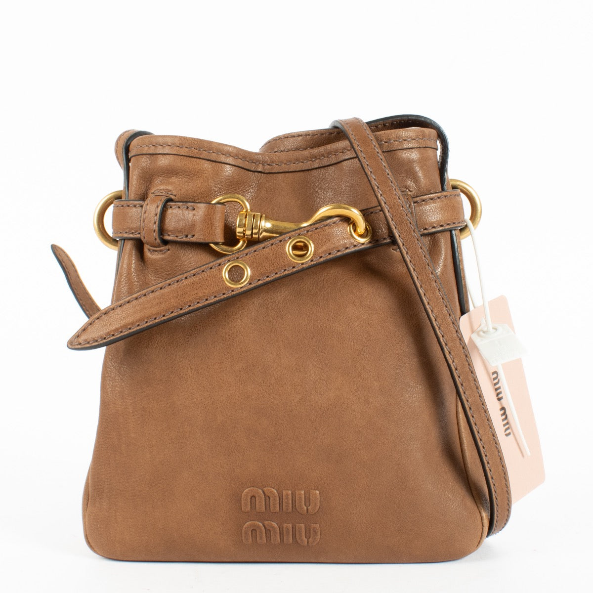 Authentic Preloved Miu Miu Aventure Brown Pouch Bag Crossbody on Labellov.com