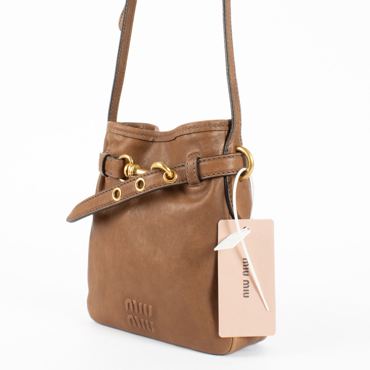 Authentic Preloved Miu Miu Aventure Brown Pouch Bag Crossbody on Labellov.com