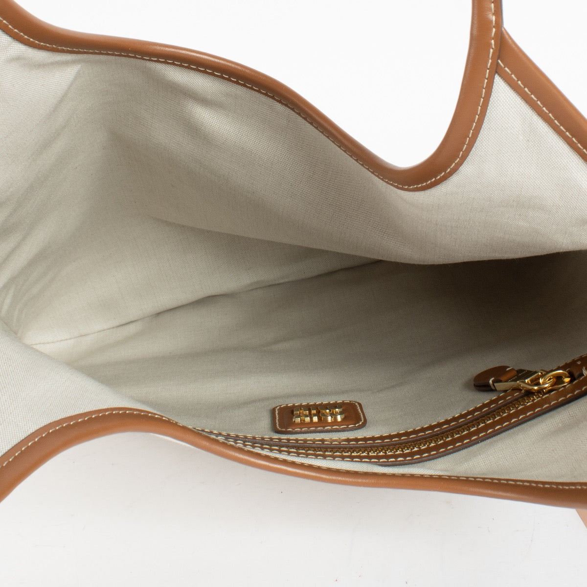 Authentic Preloved Miu Miu Beige Canvas Ivy Tote Bag on Labellov.com