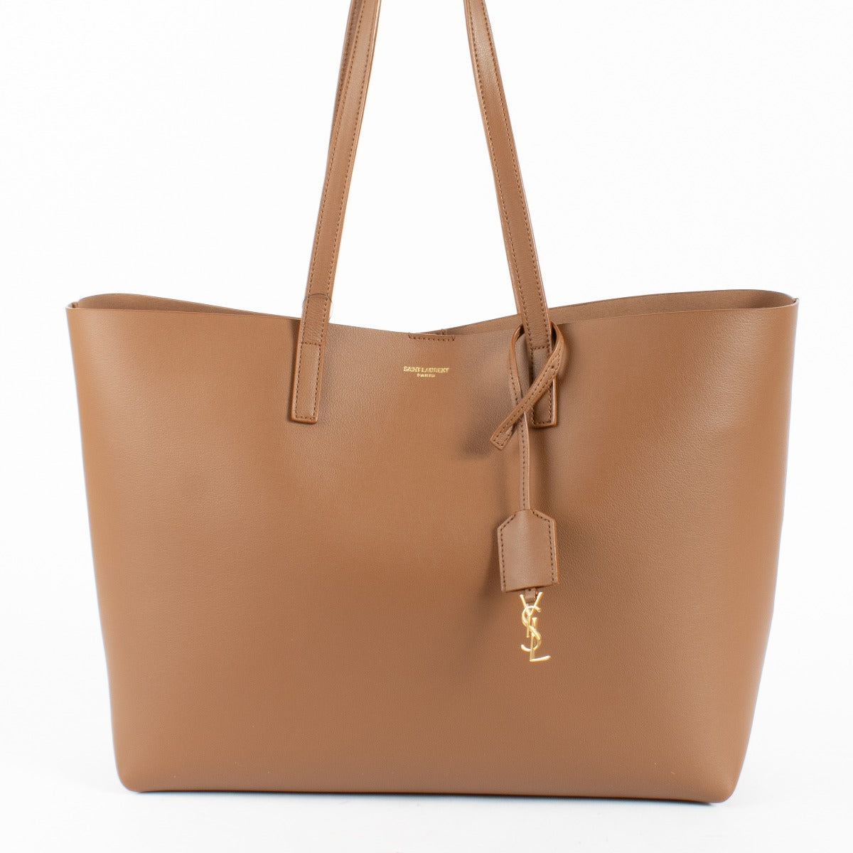 Saint Laurent Shopping Saint Laurent en Cuir Camel Tote at Labellov.com