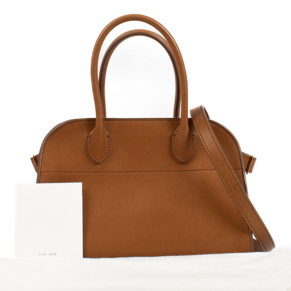 The Row Natural Saddle Leather Soft Margaux 10 Bag