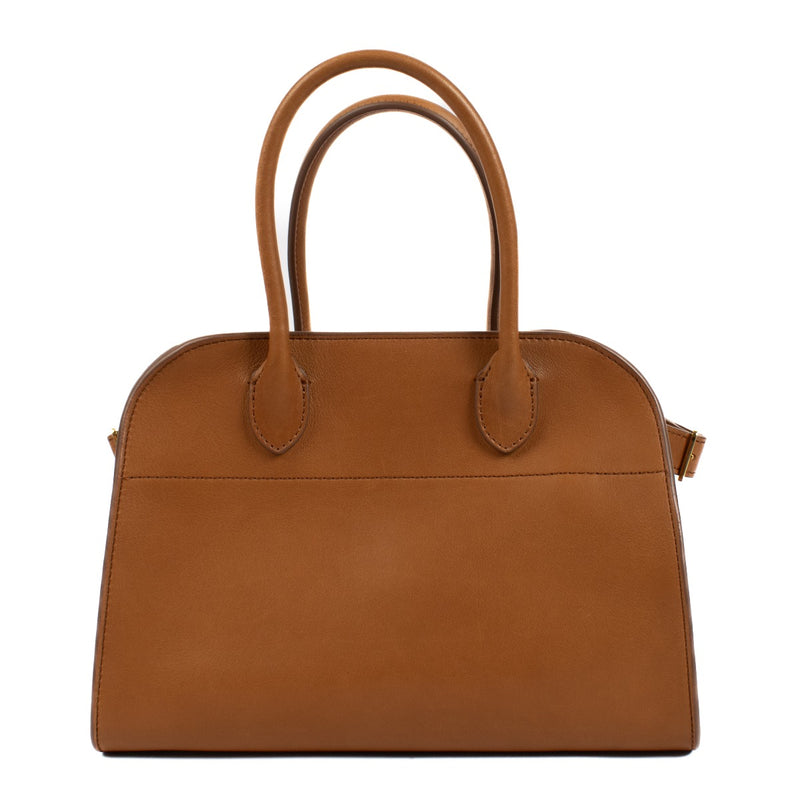 The Row Natural Saddle Leather Soft Margaux 10 Bag