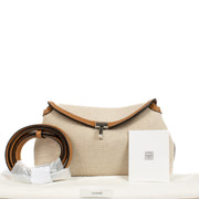 Totême Canvas and Cognac T-Lock Clutch