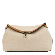 Totême Canvas and Cognac T-Lock Clutch