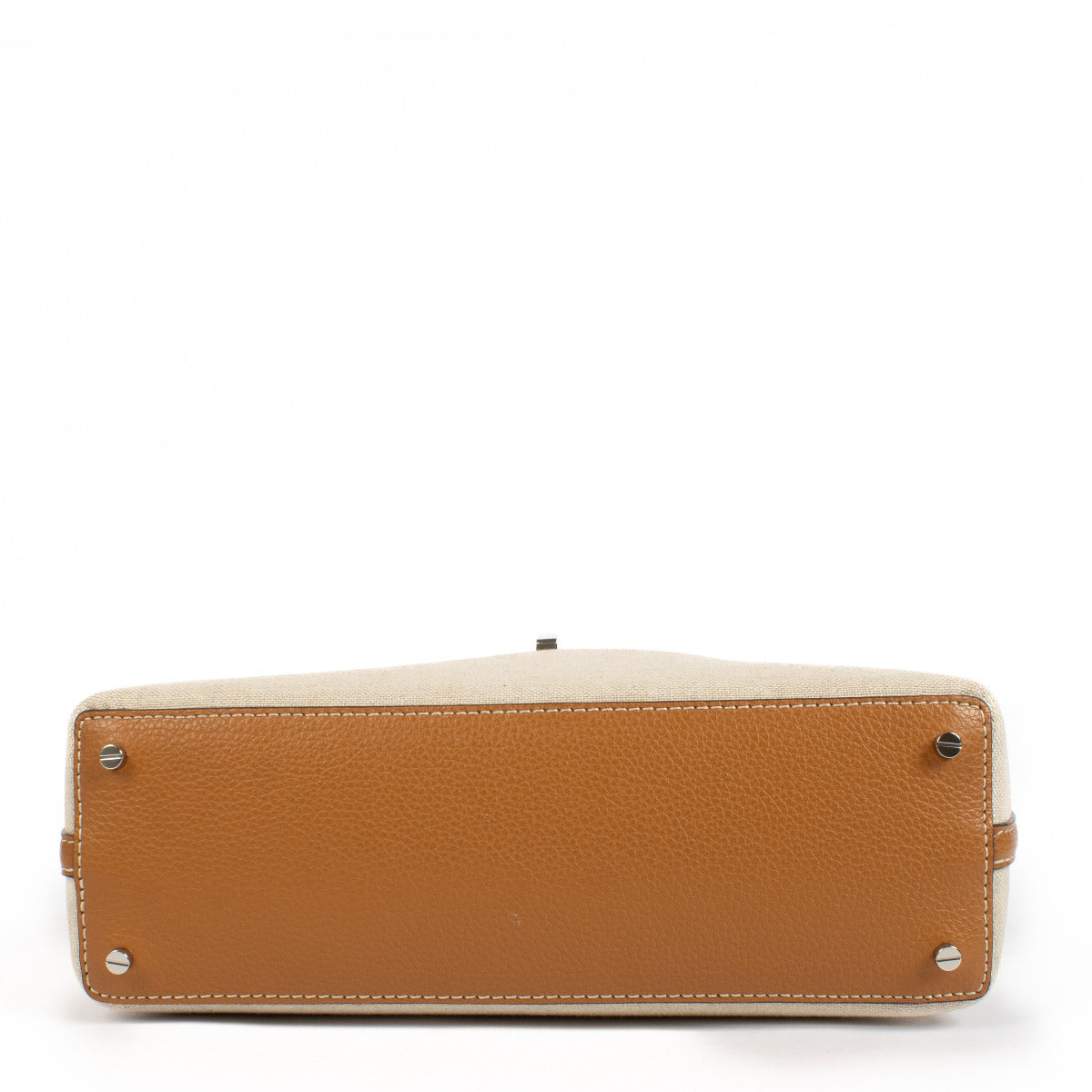 Toteme Ecru/Tan Canvas T-Lock Clutch