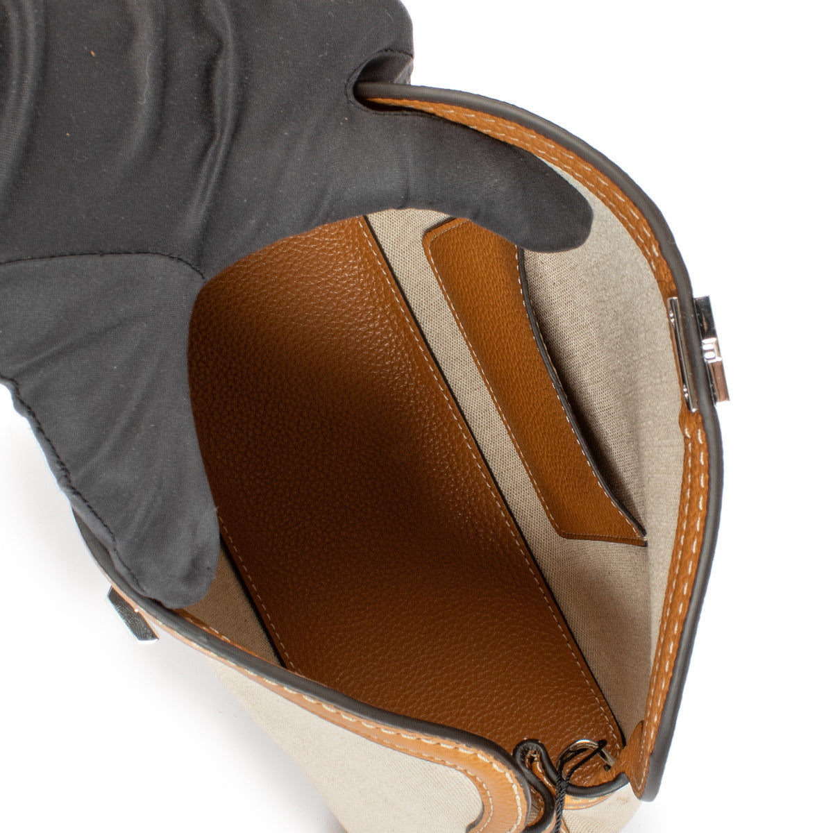 Toteme Ecru/Tan Canvas T-Lock Clutch