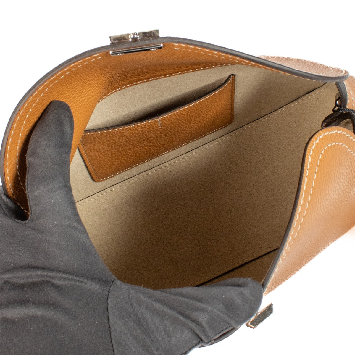 Toteme Tan Grained Leather T-Lock Clutch