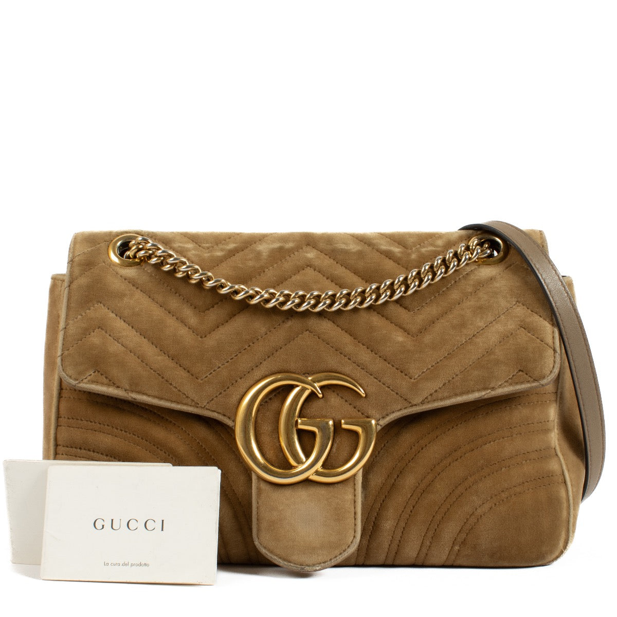 Authentic second hand Gucci Brown Velvet Large GG Marmont Bag on Labellov.com
