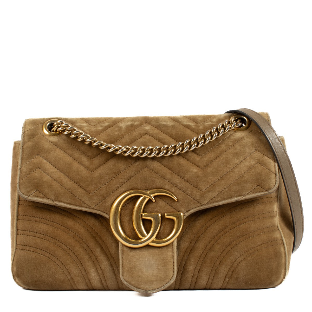 Authentic second hand Gucci Brown Velvet Large GG Marmont Bag on Labellov.com