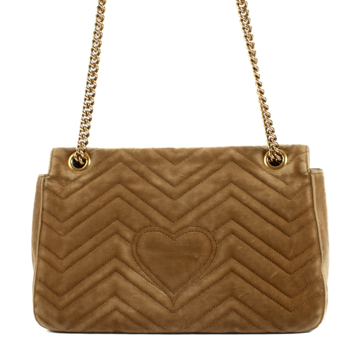 Authentic second hand Gucci Brown Velvet Large GG Marmont Bag on Labellov.com