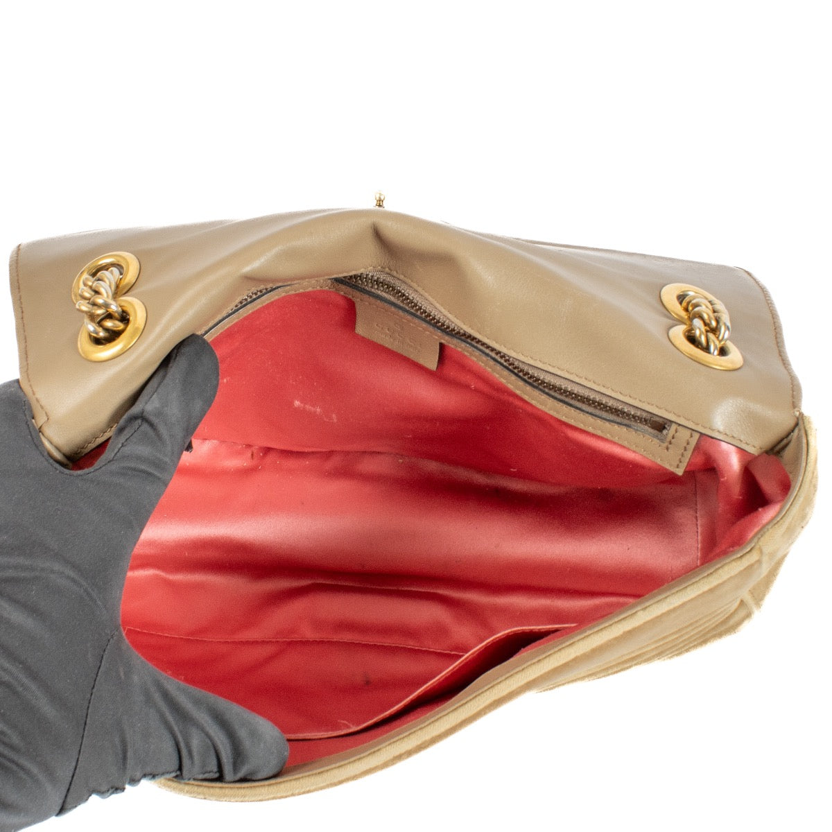 Authentic second hand Gucci Brown Velvet Large GG Marmont Bag on Labellov.com
